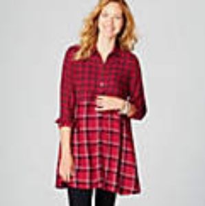 J jill plaid side vent tunic red/black